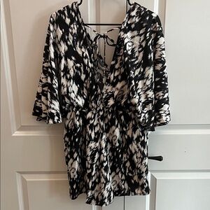 SHEIN Black and White Patterned shorts Romper